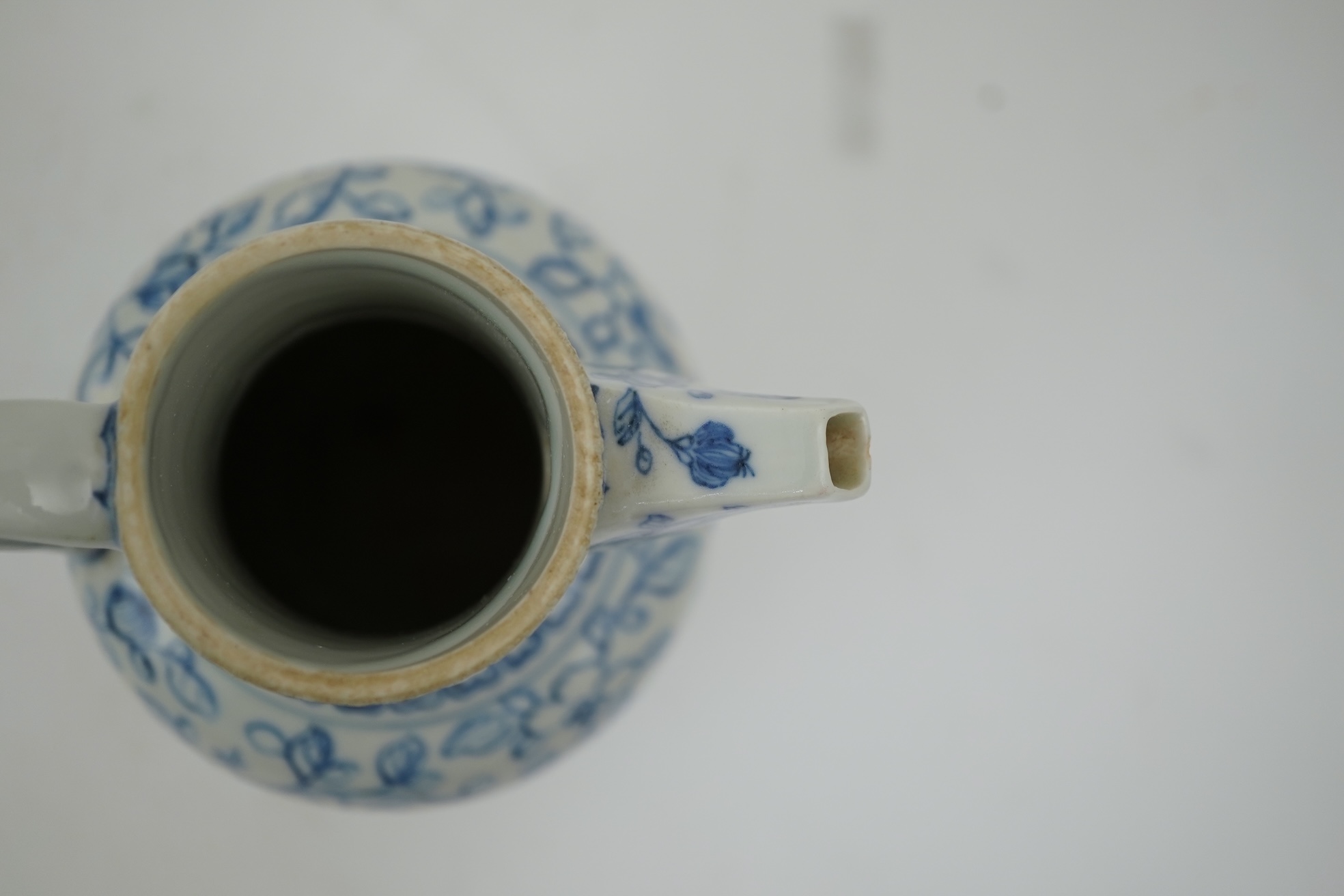 A Chinese blue and white ewer, Hongzhi mark, probably Qing dynasty